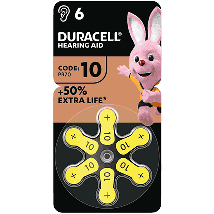 Упаковка Duracell размер 10, 6 шт